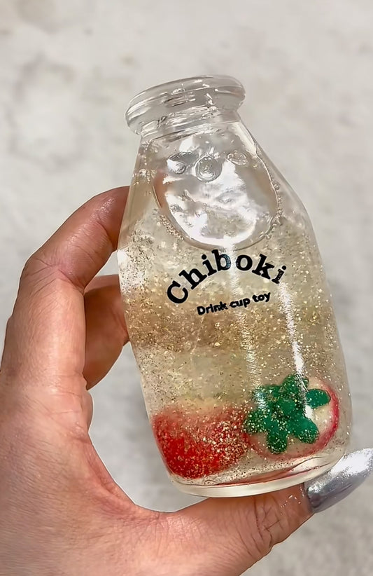 Strawberry Glitter Land Squishy Bottle Fidget Toy